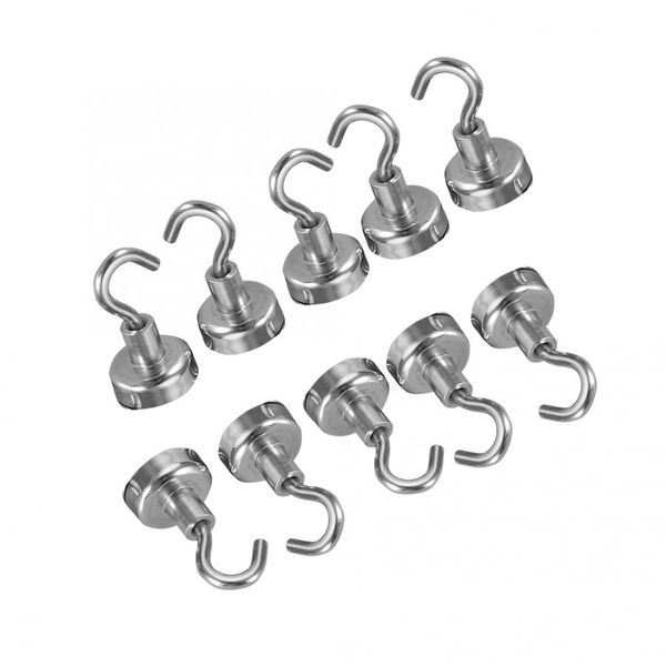 

10pcs silver heavy duty magnetic hooks indoor outdoor magnetic hanger hanging hooks set wall hook