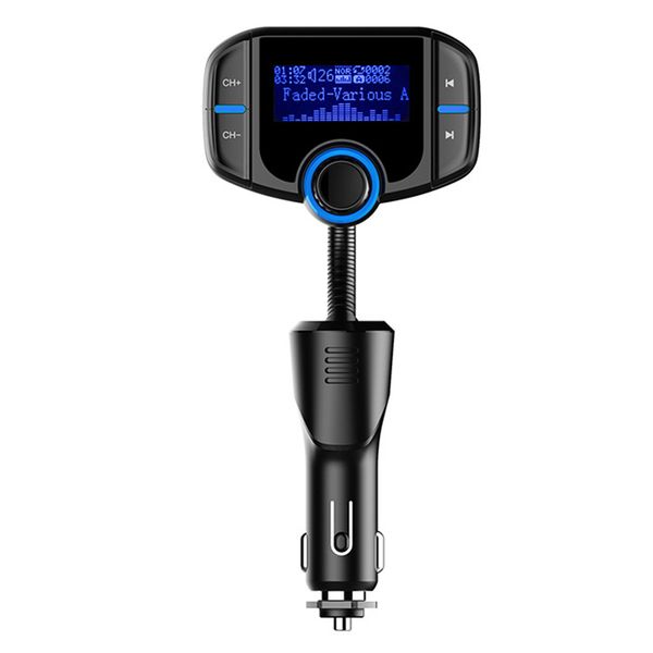 

car bluetooth fm transmitter modulator transmiter 2 usb charger qc3.0 handsaudio mp3 player 3.5mm aux output