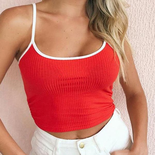 

fashion women adjustable shoulder straps round neck sleeveless crop top, White