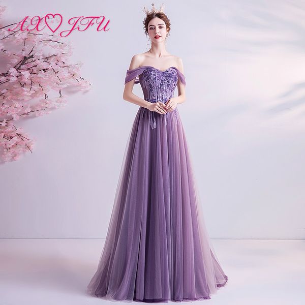 

axjfu princess sparkly boat neck purple lace flower sleeveless star light beading crystal dinner party evening dress 906, White;black