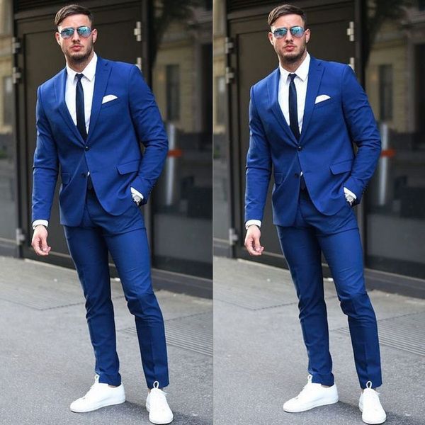 

royal blue mens wedding suits groom tuxedo groomsmen suits business man blazer(jacket+pants)costume homme 2piece slim fit terno masculino, Black;gray