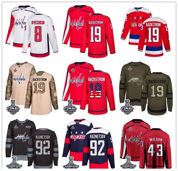 

обычай джерси 8 александр овечкин 77 ти джей оши 43 том уилсон 19 бэкстрем 70 холтби 92 кузнецов флаг сша хоккей, Black;red