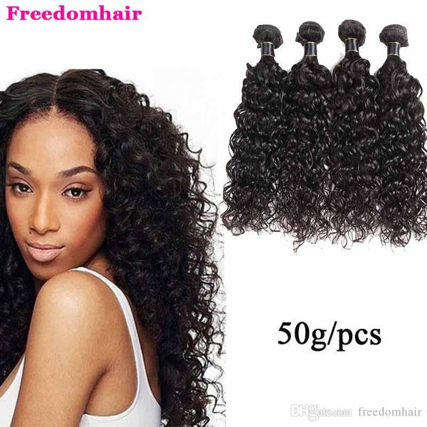 

malaysian virgin hair weaves 5/6 bundles straight water wave indian hair weaves water wave 50g/pcs hair extensions body wave, Black