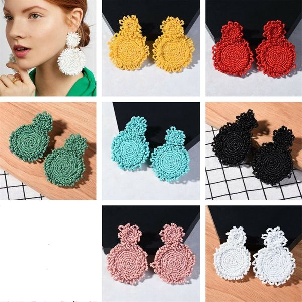 

1pair handmade beads double round pendant drop earrings for women jewelry, Silver