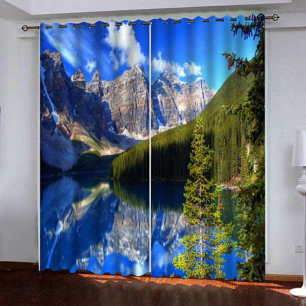 

snow mountain scenic lake digital p printing blackout 3d curtains for living room bedding room l drapes cortinas
