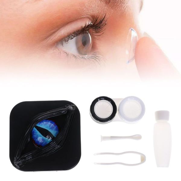 

contact lens case fancy halloween gifts eyes personality box mirror unique storage travel portable holder boxes lenses care kit, Silver