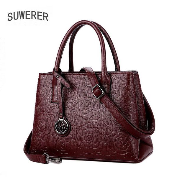 

suwerer new women's cowhide embossed bag women leather bags handbags women bag leather shoulder