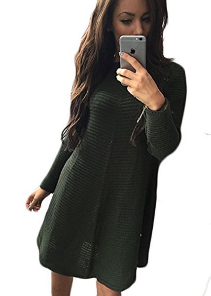 

speedle women girls long sleeve loose knit sweater mini dress, Black;gray
