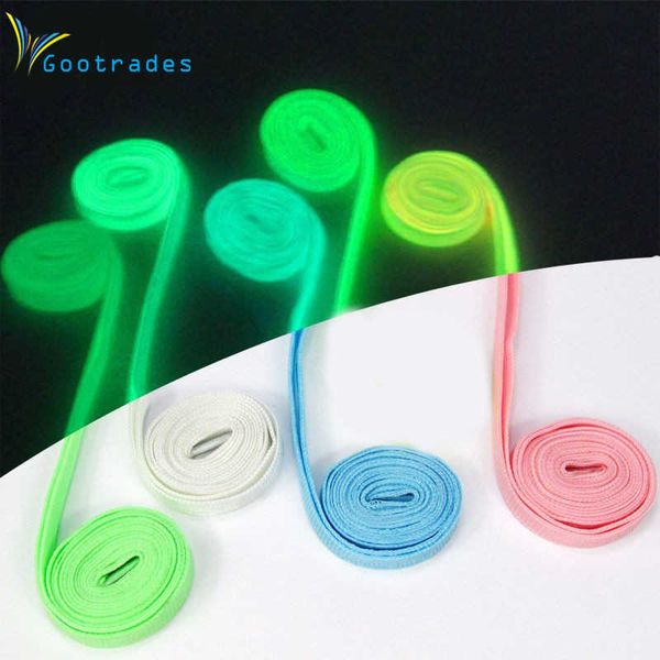 

gootrades 2pc luminous glow in the dark shoelace athletic sport sneaker shoe laces strings, Black