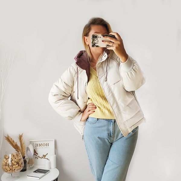 

casual thick parkas women overcoat winter warm fashion outerwear solid coats ladies 2019 purple streetwear jacket coat female, Tan;black