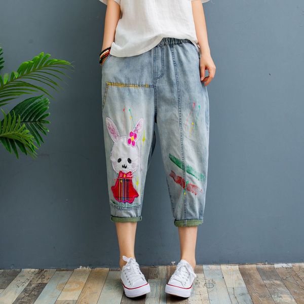 

light blue cowboy loose version 7 minutes of pants female easy summer bk4732