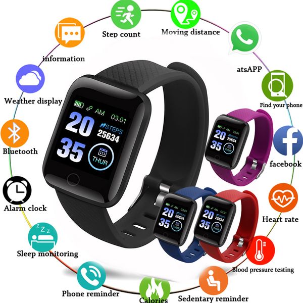 

d13 smart watch men women blood pressure alarm clock heart rate monitor ios android smartwatch fitness tracker wristwatch 116plus