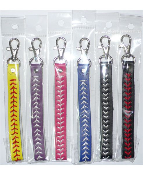 

baseball striped leather keychain sport seamed lace leather key chain herringbone softball fast pitch stitch keyring baseball accessories