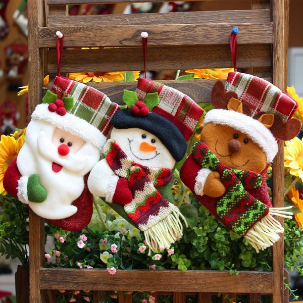 

3d doll decor christmas stockings candy socks gift holder bag with hanging loops xmas tree fireplace seasonal decorations
