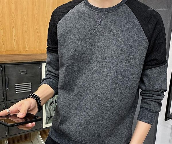

pullover hoddies o neck long sleeve contrast color homme clothing fashion patchwork casual apparel mens designer, Black