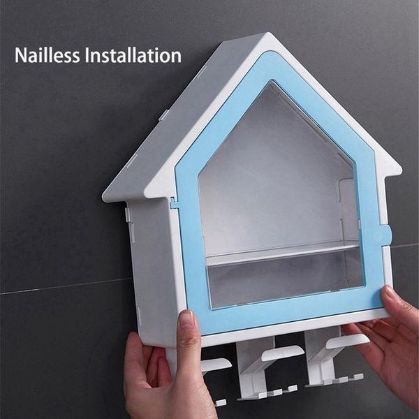 

small house toothbrush holder wall-mounted double storage rack cup holder set bathroom sinks