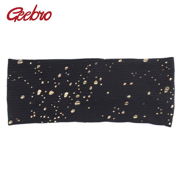 

women's splatter paint headband autumn metallic color ribbed cotton flat headbands for femme ladies black turban spa hair band
