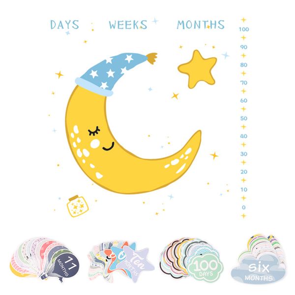 

new baby wrap towel month age card set newborn milestone blanket infants growth p background props accessories