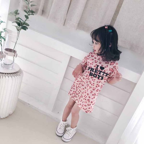 

girls fashion short sleeve t-shirts kids designer long shirts girls leopard and letter print children new t-shirts 2020 new sale, Blue