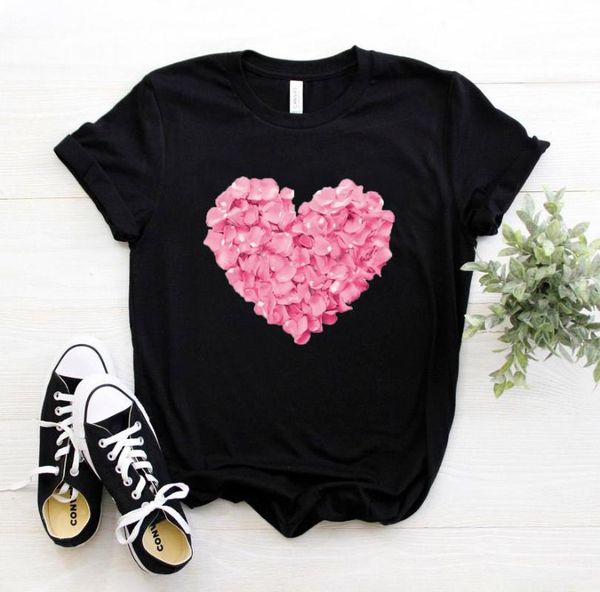 

pink heart flower print women tshirt cotton casual funny t shirt gift 90s lady yong girl drop ship s-894, White