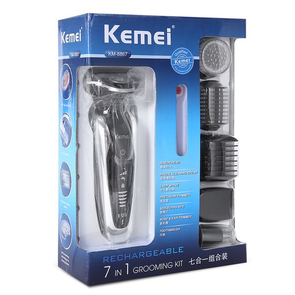 

kemei multifunctional 7 in 1 electric shaver floating triple blade razor trimmer for men waterproof electric toothbrush 45d