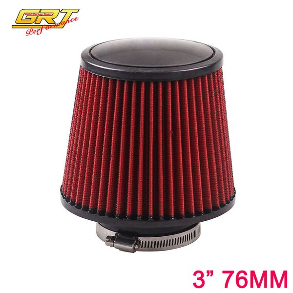 

grt - performance air filter 3" 76mm air intake filter height high flow cone cold intake n-af001-76