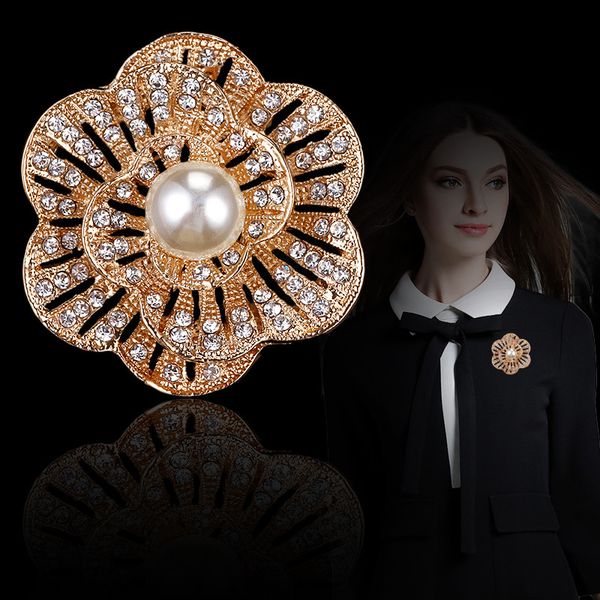 

pins, brooches qiongfu european and american fashion korean-style corsage pearl sweet flower brooch women's clothing for women, Gray