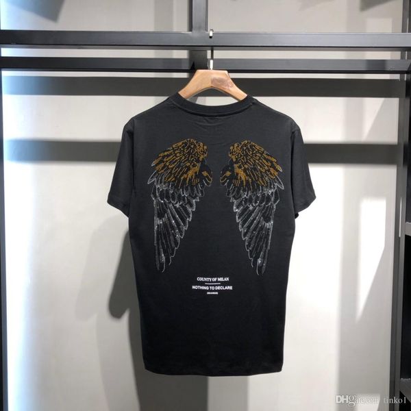 

новейшая жаркое лето с коротким рукавом футболка set шнек ангельских крыл tee shirt футболки мужской премиум футболка белых топы, White;black