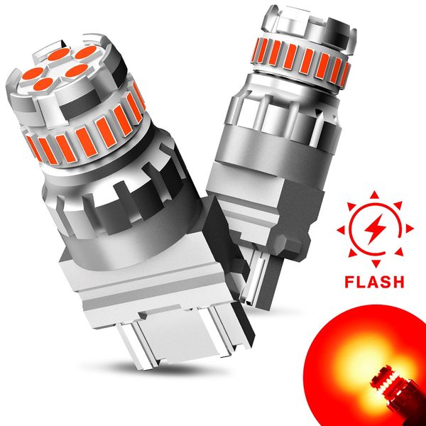 

2pcs led no error strobe flash slight t20 w21w led w21/5w wy21w 7440 7443 bulb t25 3157 3156 p27/7w car brake tail light