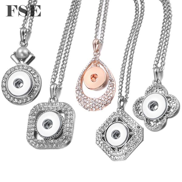 

multi styles 18mm snap charms pendant necklace fit 18mm ginger snap button 18-20mm rhinestone pendant snap jewelry, Silver