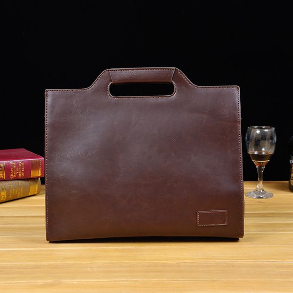 

men's portable folder bag simple fashion men's messenger bag pu leather business shoulder casual briefcase folder