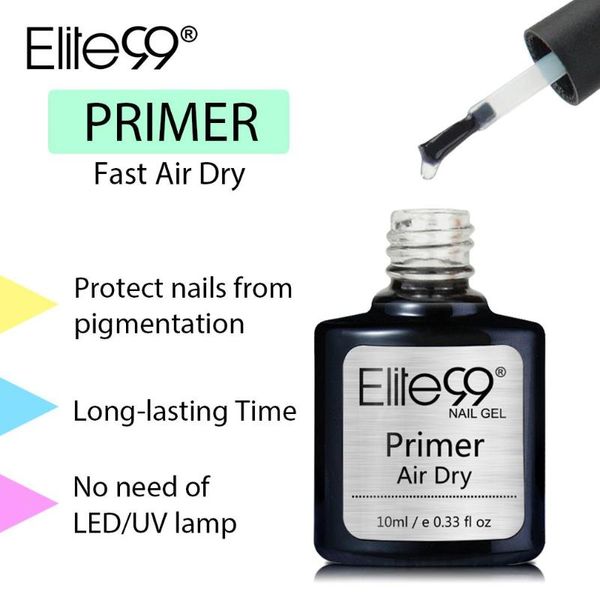 

elite99 10ml long lasting fast air dry primer uv led gel base primer no need of uv/led lamp soak off gel nail polish art design, Red;pink