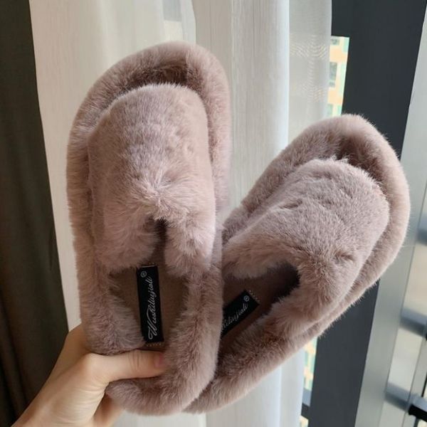 

luxury slides shoes ladies flip flops flat slippers shose women platform plush flock designer hawaiian fur 2019 pu, Black