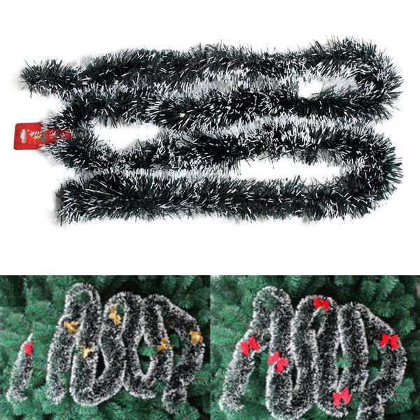

christmas decoration bar ribbon garland christmas tree ornaments white dark green cane tinsel party supplies