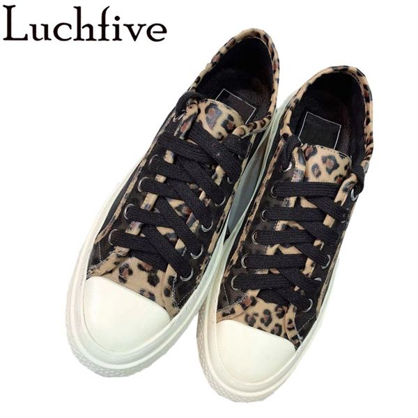 

luchfive mesh leopard casual shoes woman cute girls runway lace-up single shoes fashion breathable camouflage flat woman, Black