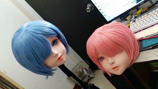 

новый 23) женский женский силиконовая резина маска для лица косплей kigurumi маска трансвестит bjd кукла kigurumi япония kig аниме маски с, Black;red