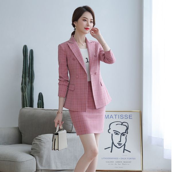 

autumn plaid suit pants set women new fashion women's slim formal wear workwear pant suits office lady overalls sets, White;black