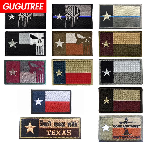 

gugutree hook&loop embroidery texas flag patches national flag patches badges applique patches for clothing sp-582, Black