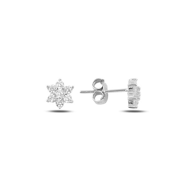 

armagano zircon cubic zirconia flower earrings, Silver