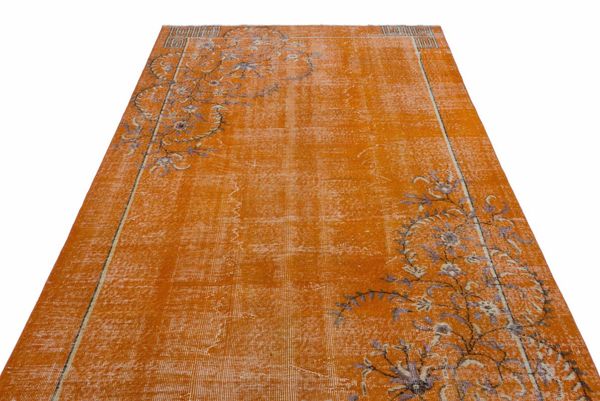 

orange real handmade wool rug, unique area rug livingroom bedroom kitchen rug 1264