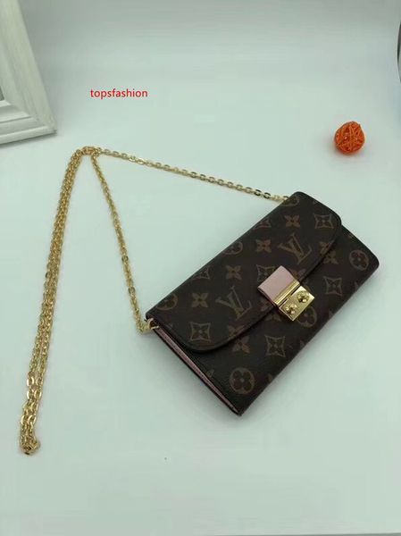 

#266 genuine leather pochette felicie 3pcs l brand v presbyopic women wallet fashion chain shoulder bag pochette mobile card holder purse