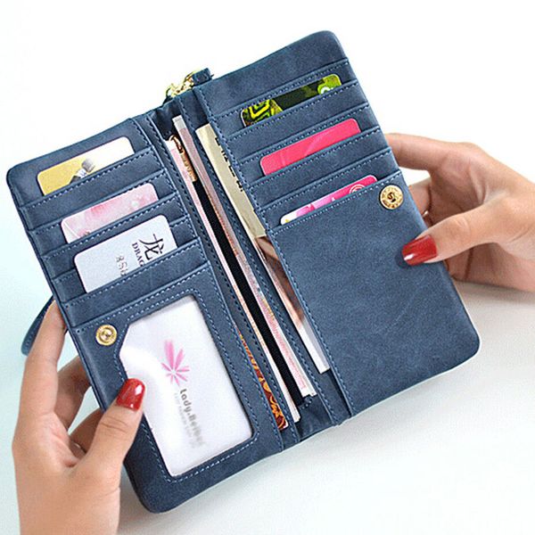 

2019 new women pu leather long phone bag multi-zipper multi-pocket handbag for ladies bs88