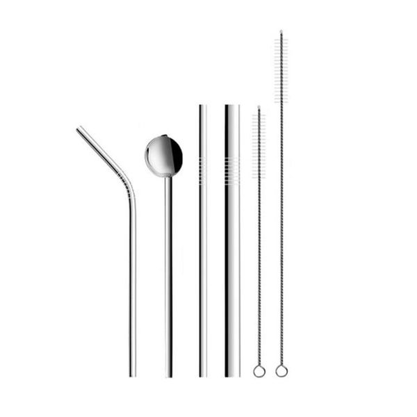 

reusable stainless steel coffee drinking straw set gift box with cleaning brush spoon