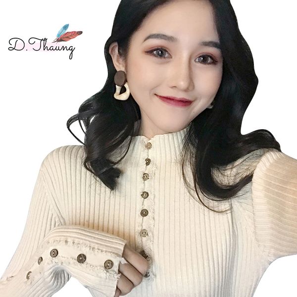 

women sweater 2019 new slim single-breasted female wild long-sleeved turtleneck ladies sweater cw635, White;black