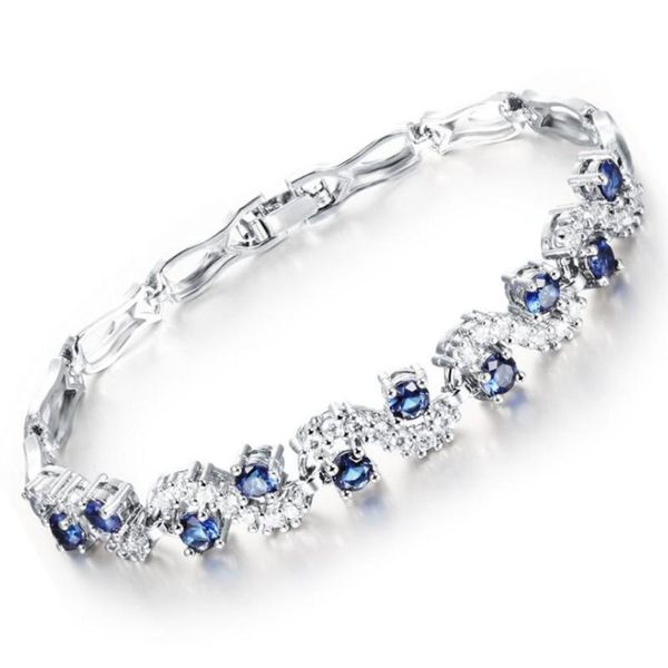 

lan palace новый бренд уникальный s design gold белый браслет с clear blue / white cz 18.5cm браслет женщина luxury бесплатная доставка, Black
