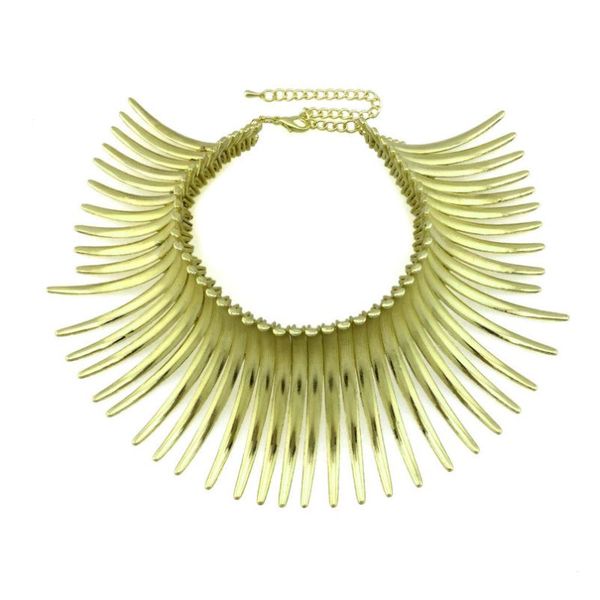 

hindu aboriginal alloy necklace women statement choker noble bib necklace maxi fashion jewelry big torques, Golden;silver