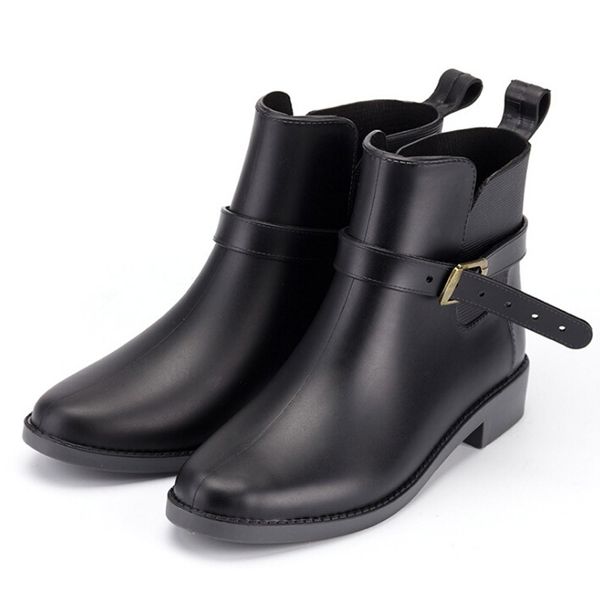 

sagace british style women garden work rain ankle boots casual footwear non-slip water boots simple style 2019, Black