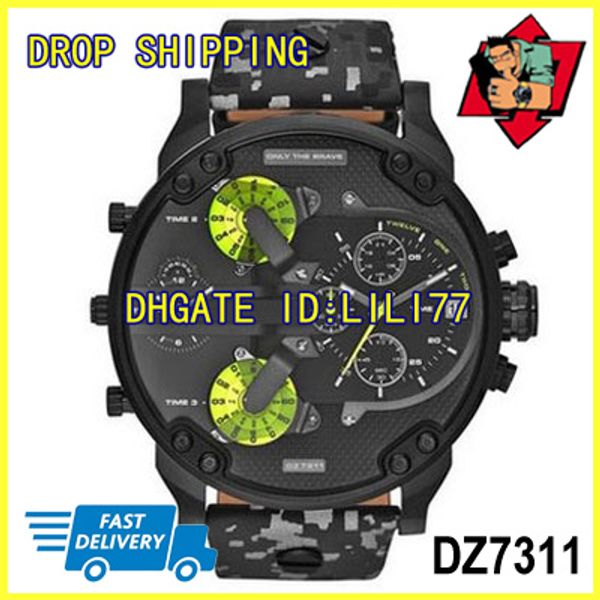 

100% original japan movement dz7311 dz7313 dz7314 dz7332 dz7348 dz7350 dz7371 dz7394 dz7400 luxury watch military sports, Slivery;brown