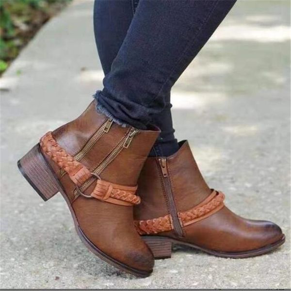 

dropshipping women's female ankle boots shoes winter spring genuine leather lace up shoes punk plus riding equestr large size 43, Black