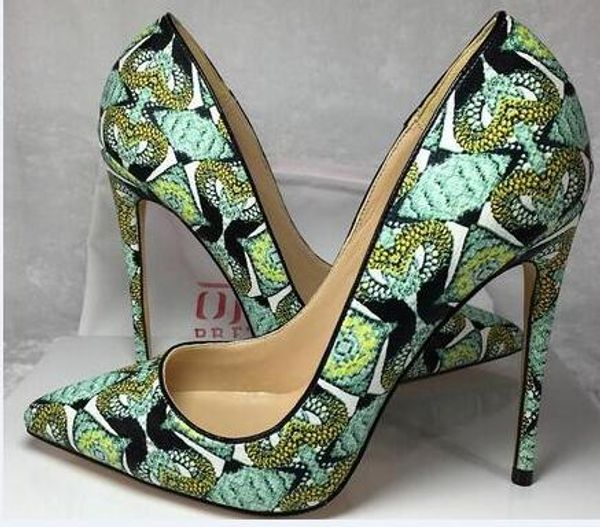 

8//12cm women pumps new fashion snake skin color red bottom pointed toe high heel wedding shoes ultra thin high heel c20, Black